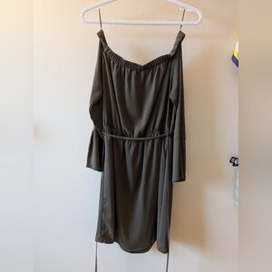Chic Olive Green Off-Shoulder Dress